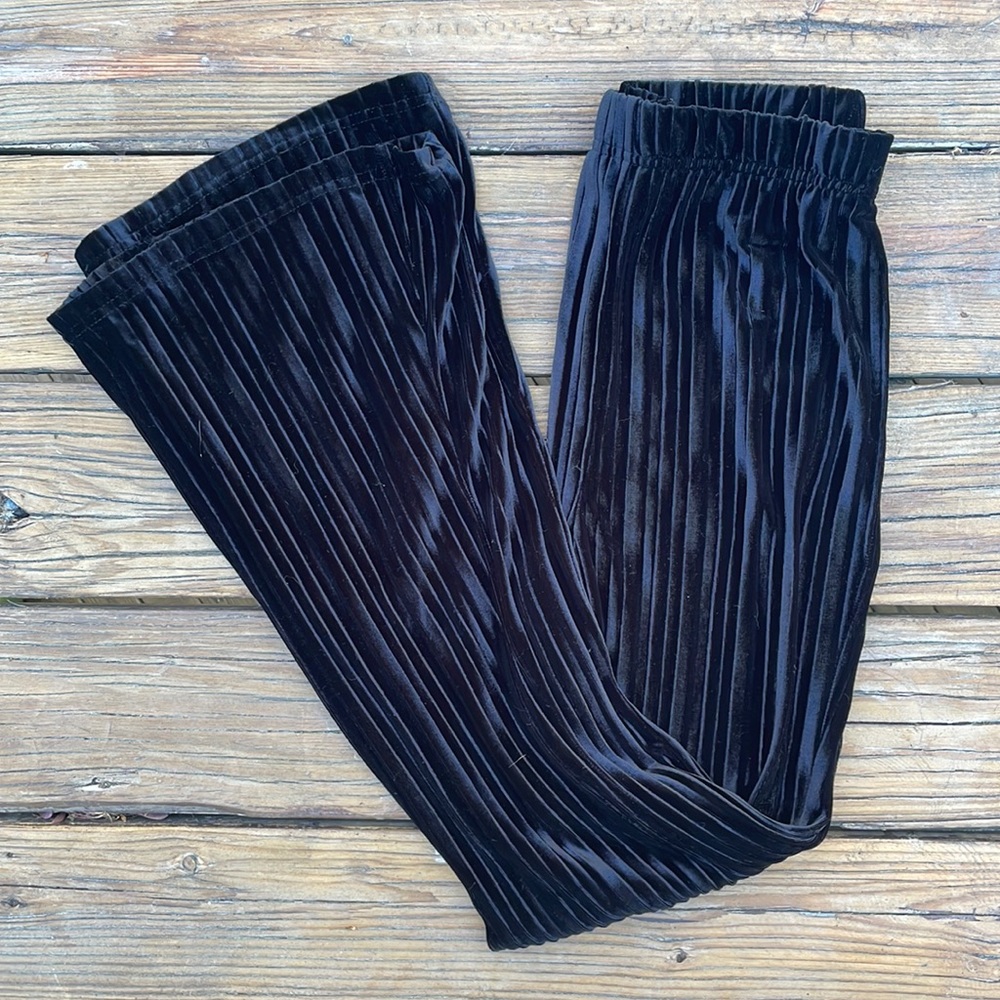 Black High-Rise Velour Flared Pants